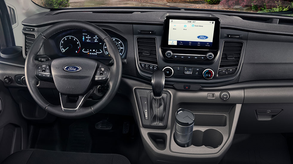 The Co-Pilot 360 display in the dashboard of a Ford Transit.